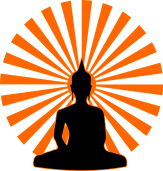 A Silhouette Of A Person Sitting In A Lotus Position