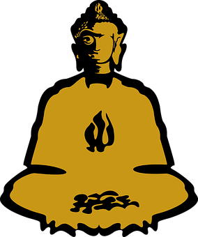 A Yellow Buddha Sitting In A Meditation Pose