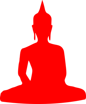 A Red Silhouette Of A Person Sitting On A Black Background