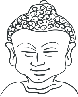 A Black And White Drawing Of A Buddha