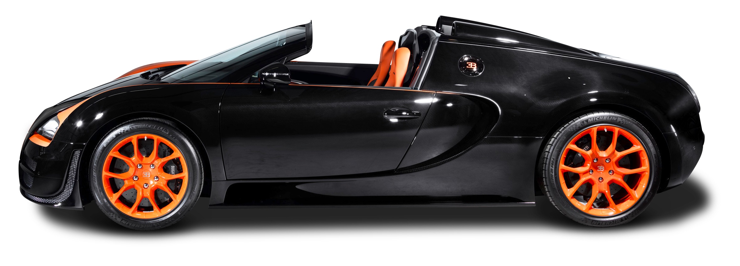 A Black Sports Car With Orange Seats