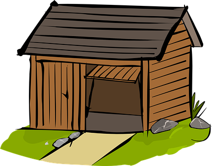 A Cartoon Of A Wooden Shed
