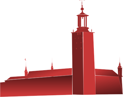 A Red Tower With A Black Background