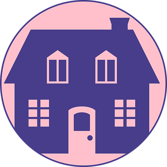 A Purple House With A Pink Circle