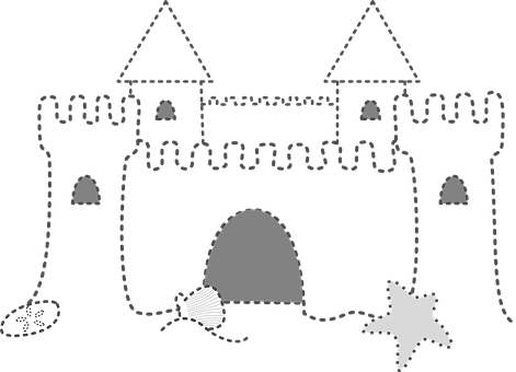A Black And White Drawing Of A Castle