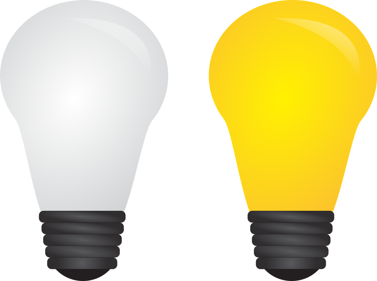 A White And Yellow Light Bulbs
