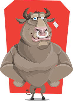 A Cartoon Of A Bull