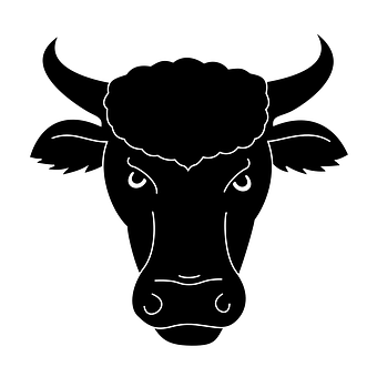 A Black Silhouette Of A Bull's Head