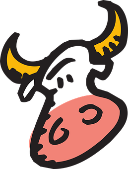 A Cow With Horns And A Black Background