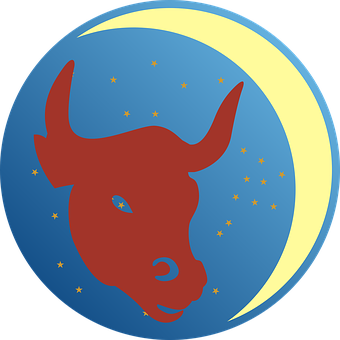 A Red Bull Head And Moon