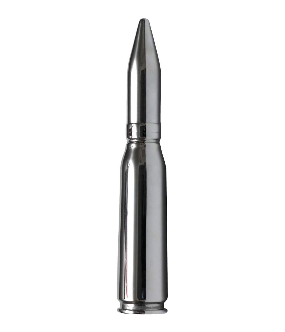 A Silver Bullet On A Black Background