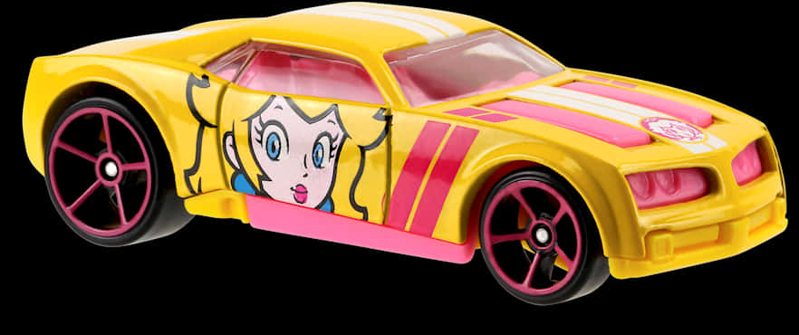 A Yellow And Pink Toy Car