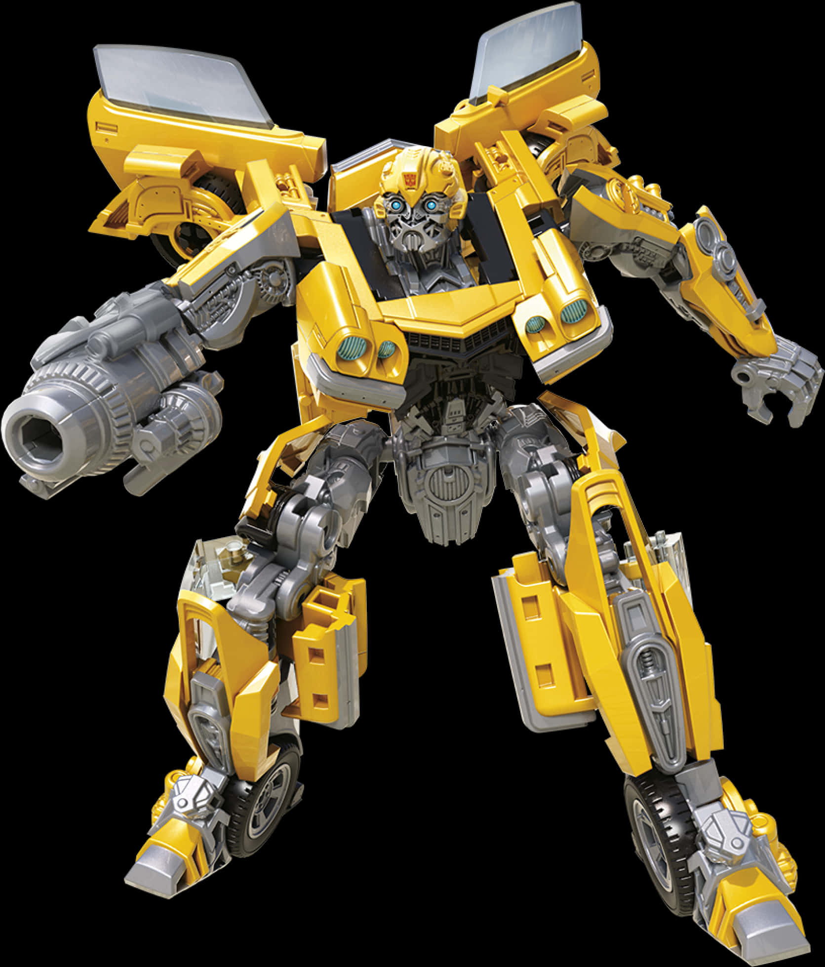 A Yellow Toy Robot With Black Background