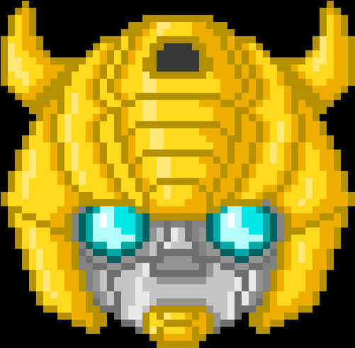 A Pixel Art Of A Yellow Robot