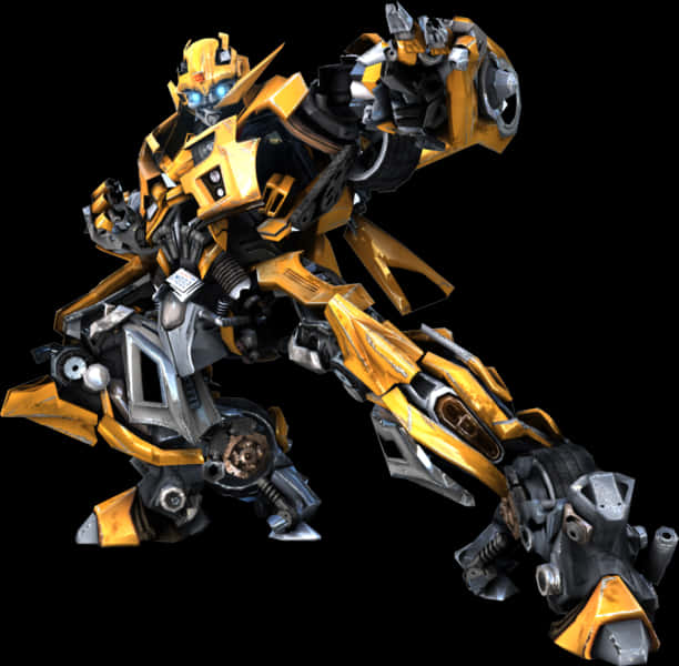 A Yellow And Silver Robot