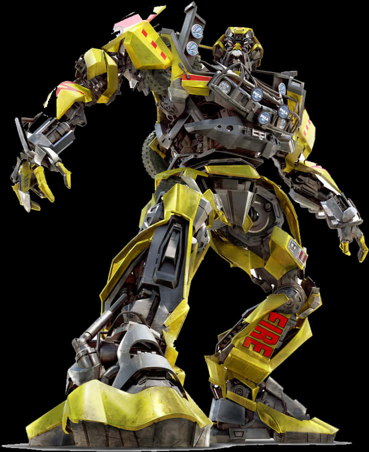 A Yellow Robot With A Black Background