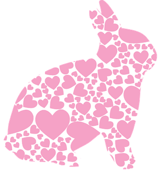 A Pink And White Rabbit With Hearts