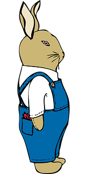 A Cartoon Of A Rabbit Wearing Overalls