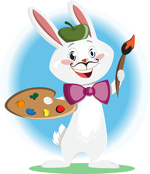 A Cartoon Of A Rabbit Holding A Paint Brush