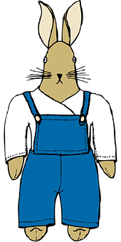 A Cartoon Of A Cat Wearing Overalls