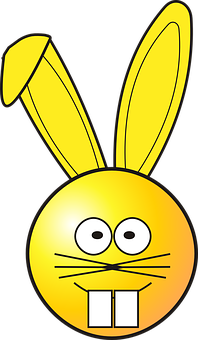 A Yellow Bunny Face With Ears And Nose