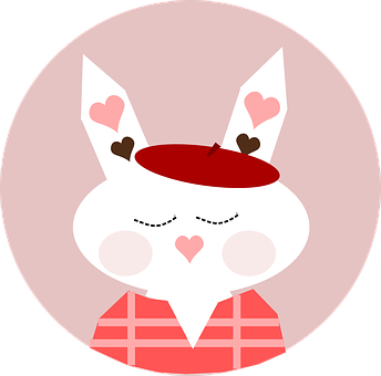 A Cartoon Rabbit With Hearts On Its Ears