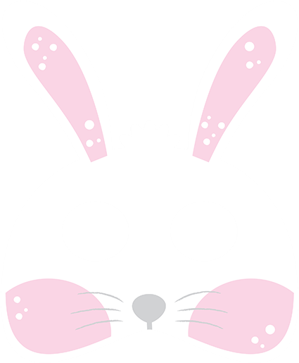 A White Rabbit Mask With Pink Ears And Black Nose