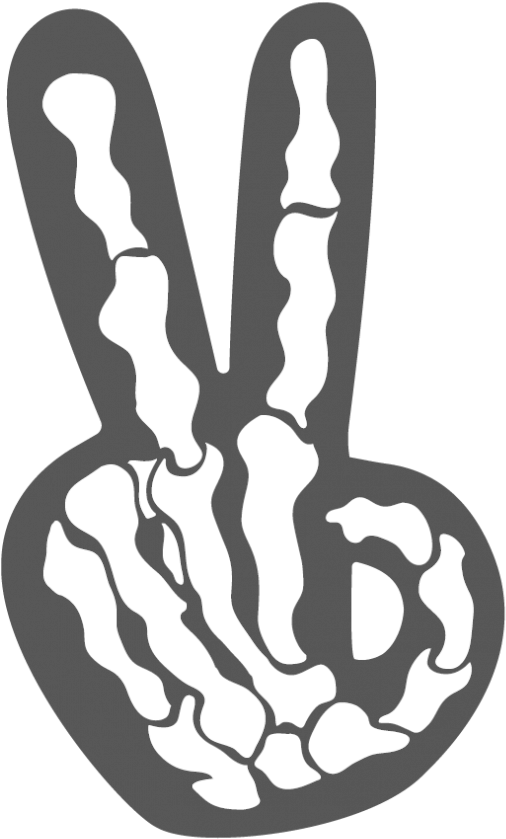 A Skeleton Hand Making A Peace Sign