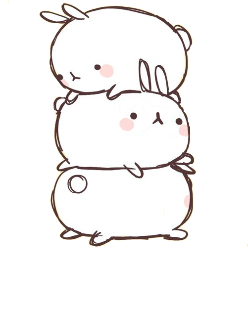 A Group Of White Bunnies Stacked On Top Of Each Other