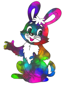 A Cartoon Rabbit With Colorful Lights