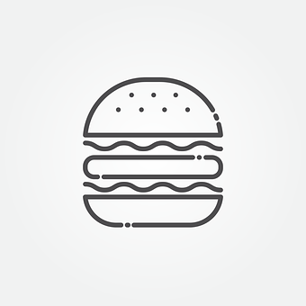 A Black And White Logo Of A Burger