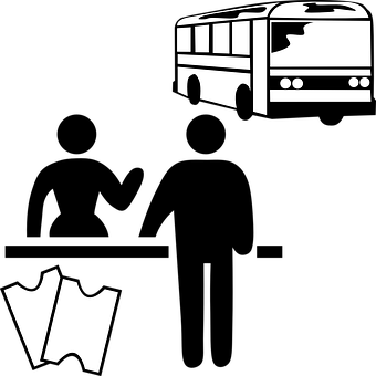 A White Bus And Tickets On A Black Background