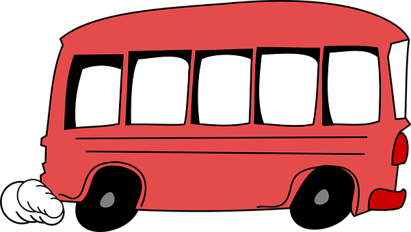 A Cartoon Of A Red Bus