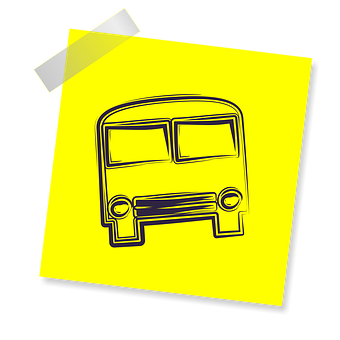 A Yellow Post It Note With A Drawing Of A Bus