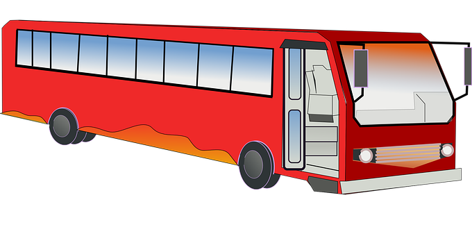 A Red Bus With Doors Open