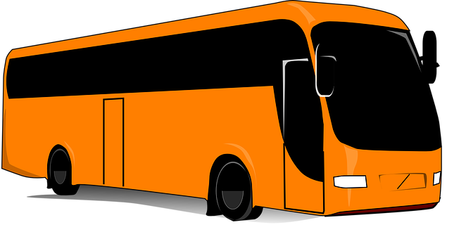 A Orange Bus With Black Trim