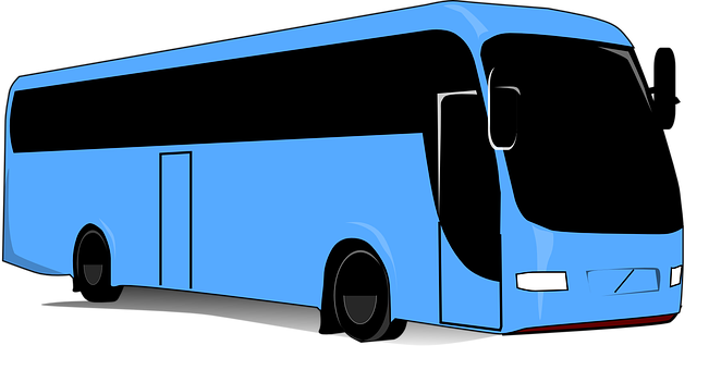A Blue Bus With Black Trim