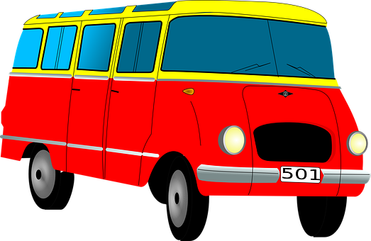 A Red And Yellow Van