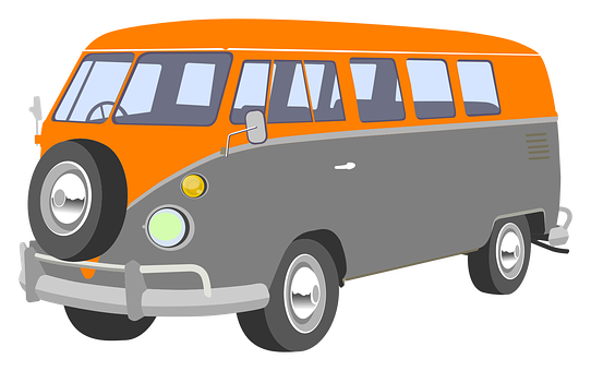 A Orange And Grey Van