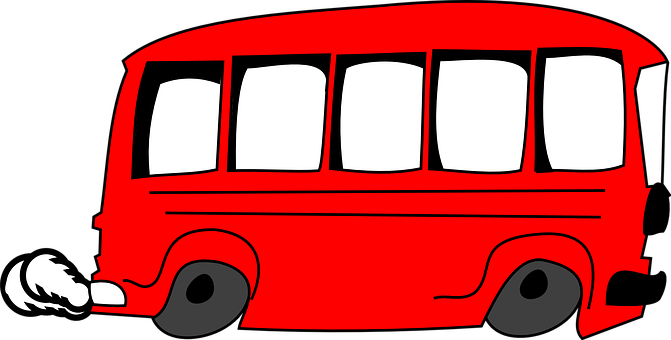 A Red Bus With Many Windows