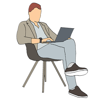 A Man Sitting In A Chair With A Laptop