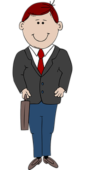 A Cartoon Of A Man Holding A Briefcase
