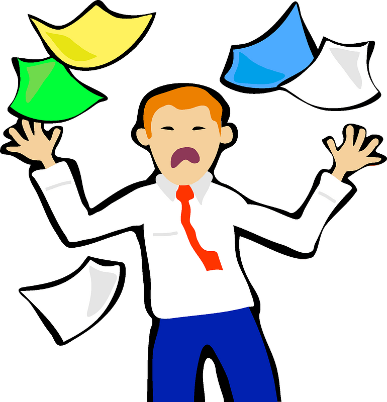 A Cartoon Of A Man Juggling Papers