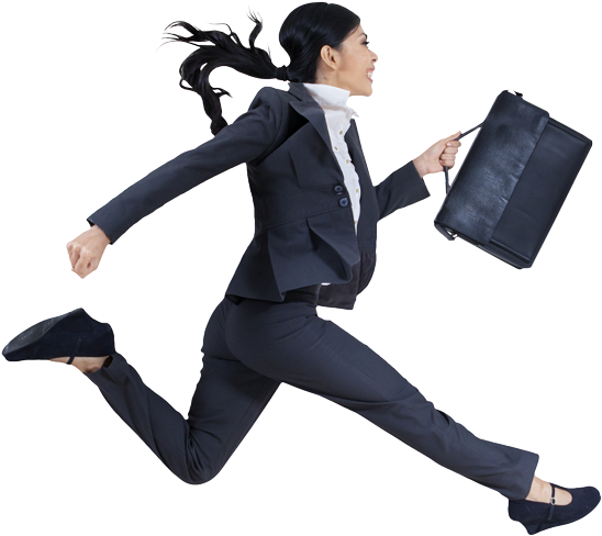 A Woman Running With A Briefcase
