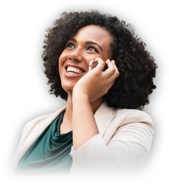 A Woman Smiling And Holding A Cell Phone