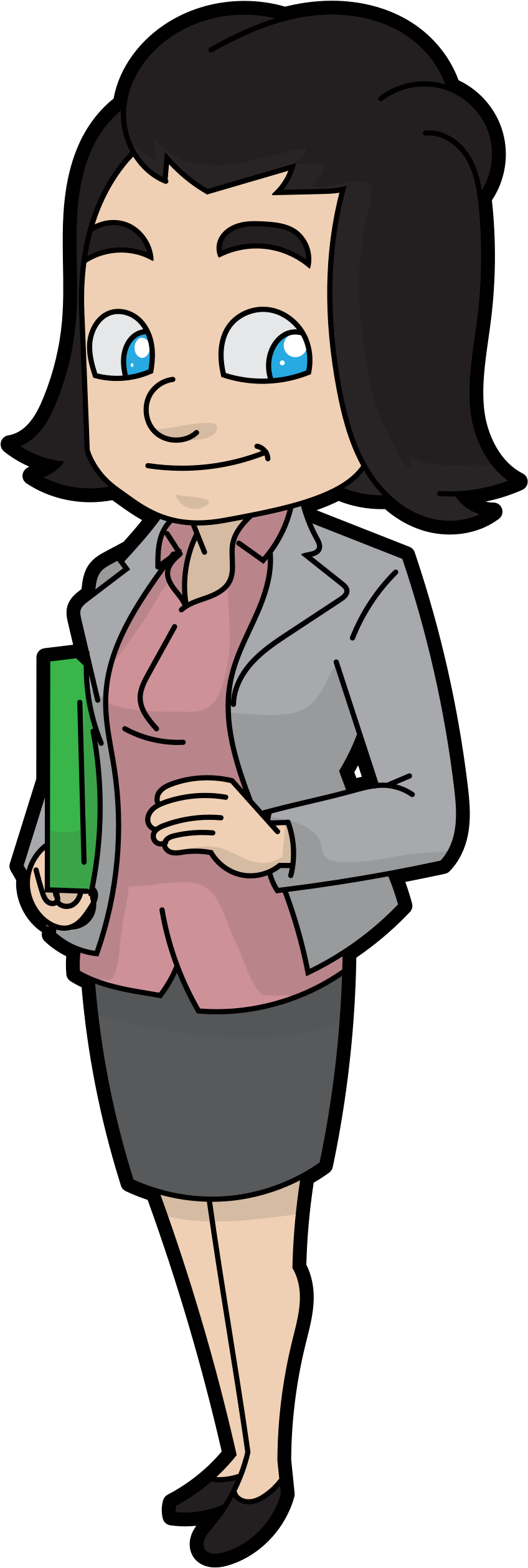 A Cartoon Of A Woman Holding A Green Object