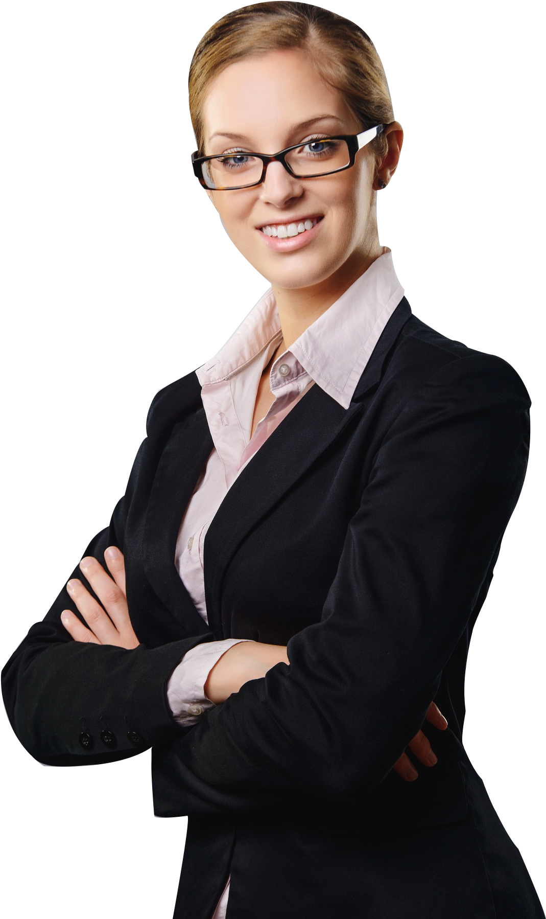 Business Woman Smiling And Standing With Her Arms Crossed, Hd Png Download