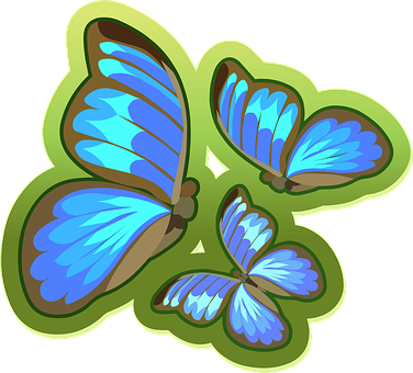 A Sticker Of Blue Butterflies