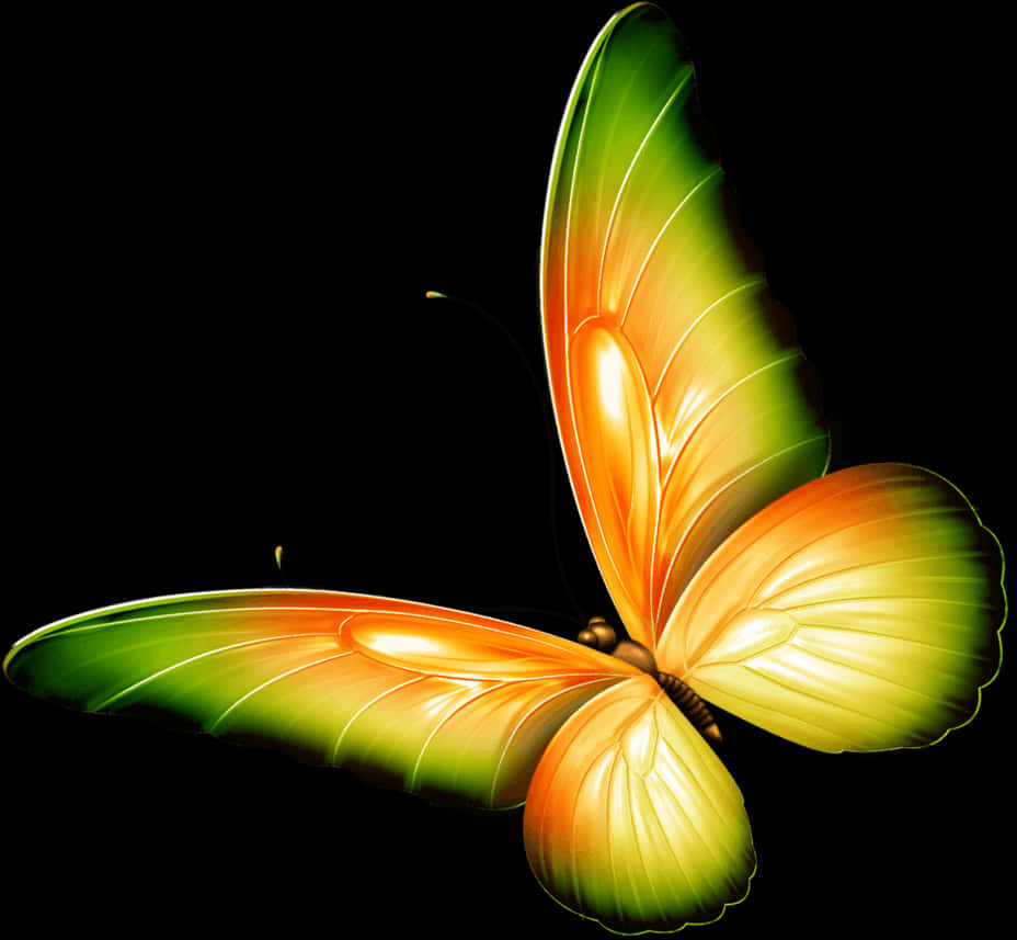 A Butterfly With Green And Orange Wings