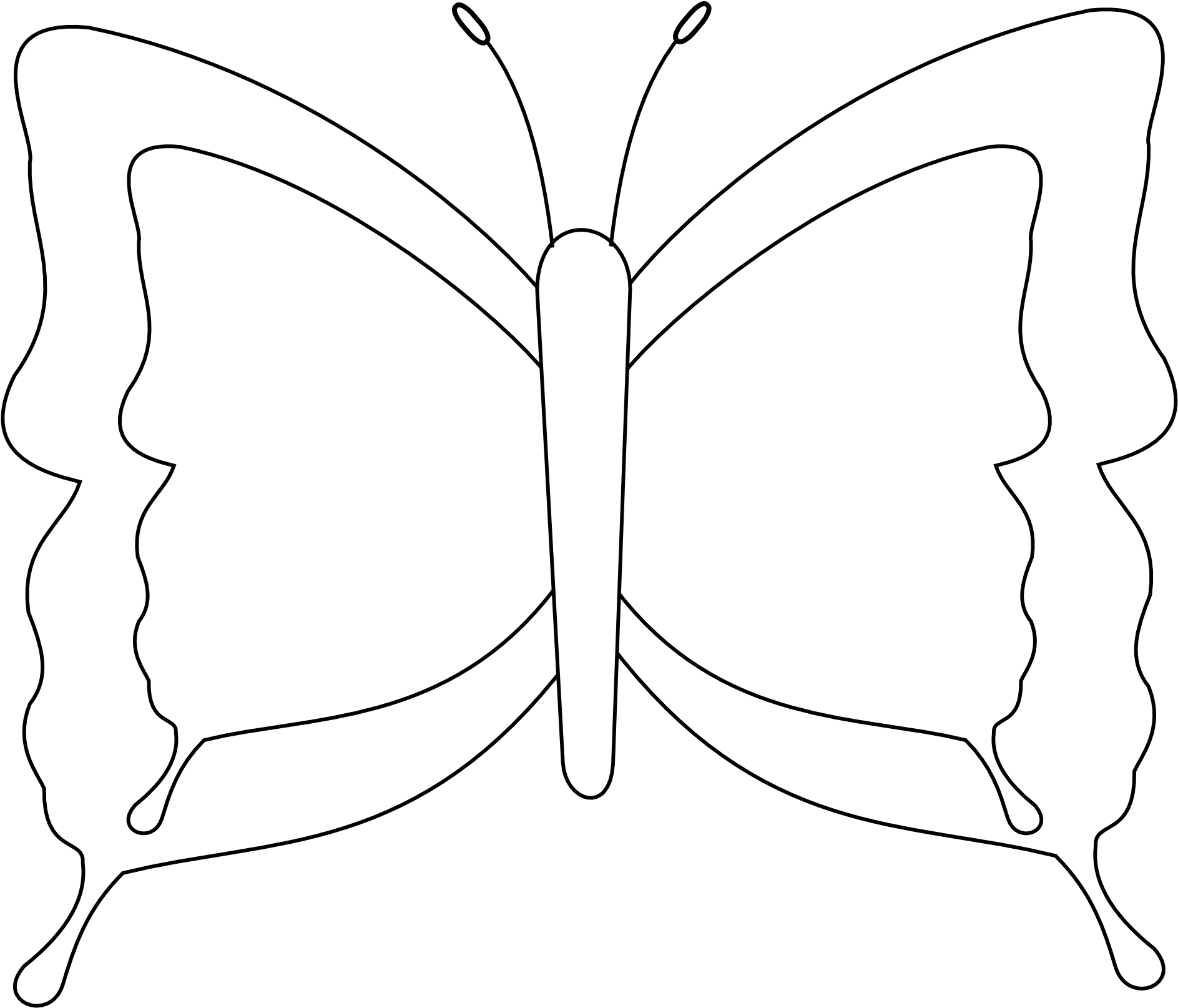 Butterfly Black And White Png 1887 X 1614